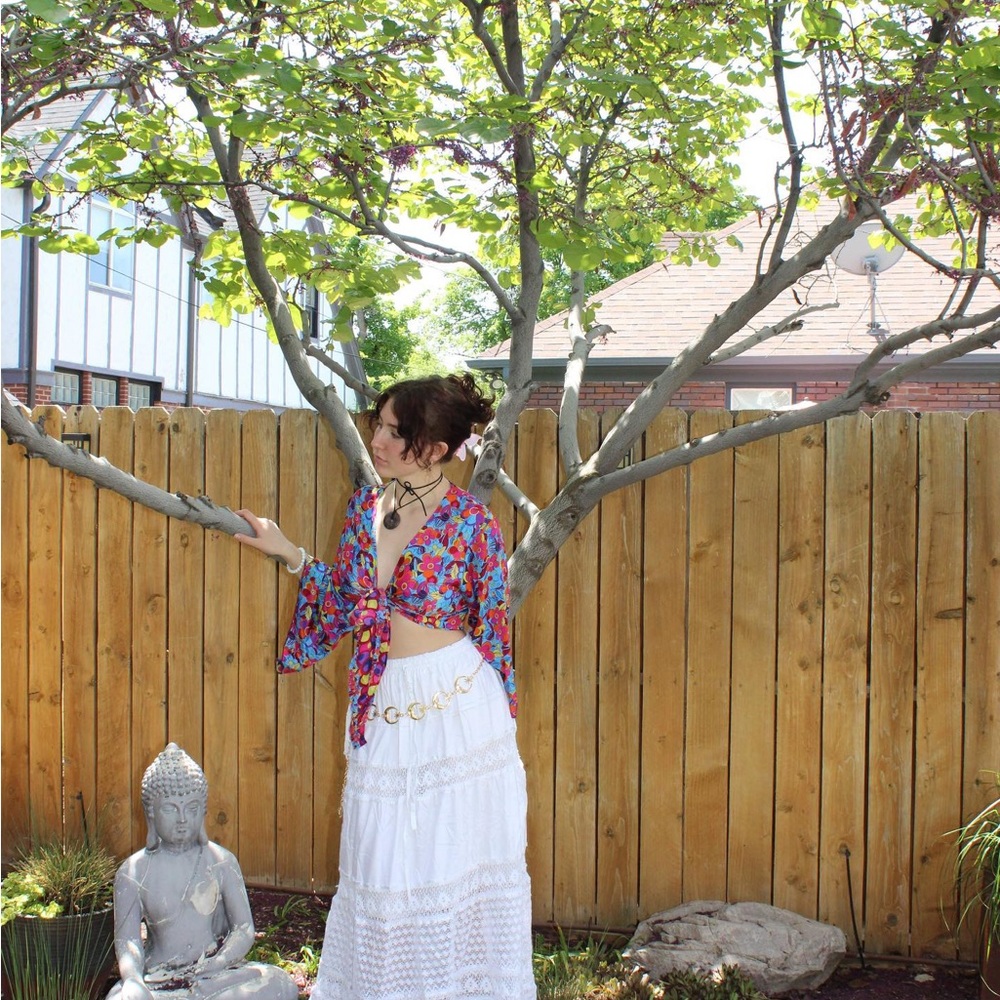 Cottagecore Long White Skirt - Picture 8 of 12